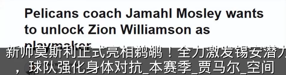 新帅莫斯利正式亮相鹈鹕!全力激发锡安潜力,球队强化身体对抗_本赛季_贾马尔_空间